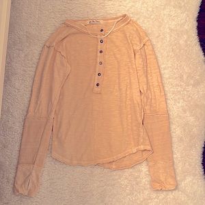 We The Free beige long sleeve top